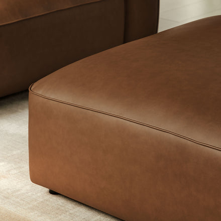 Auren Upholstered Vegan Leather Ottoman in Coffee