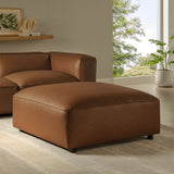 Dune Upholstered Vegan Leather Ottoman in Coffee