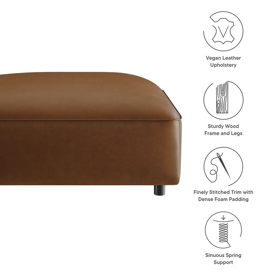 Dune Upholstered Vegan Leather Ottoman in Coffee