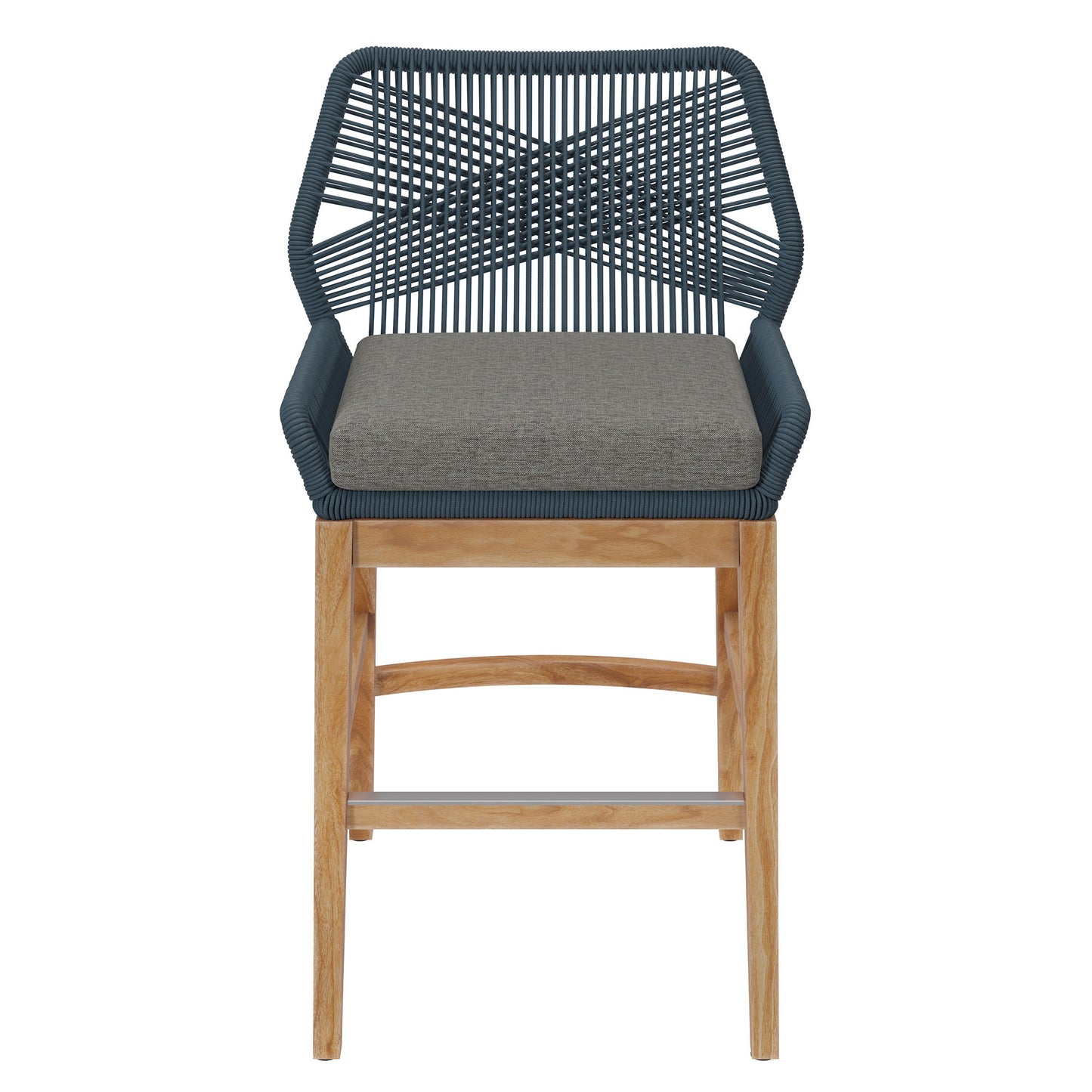 Wellspring Outdoor Patio Teak and Rope Counter Stool by Furniture For America