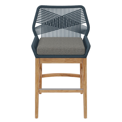Wellspring Outdoor Patio Teak and Rope Counter Stool by Furniture For America