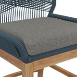 Camden Outdoor Patio Teak and Rope Counter Stool in Blue Graphite