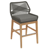 Camden Outdoor Patio Teak and Rope Counter Stool in Gray Graphite