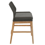 Camden Outdoor Patio Teak and Rope Counter Stool in Gray Graphite