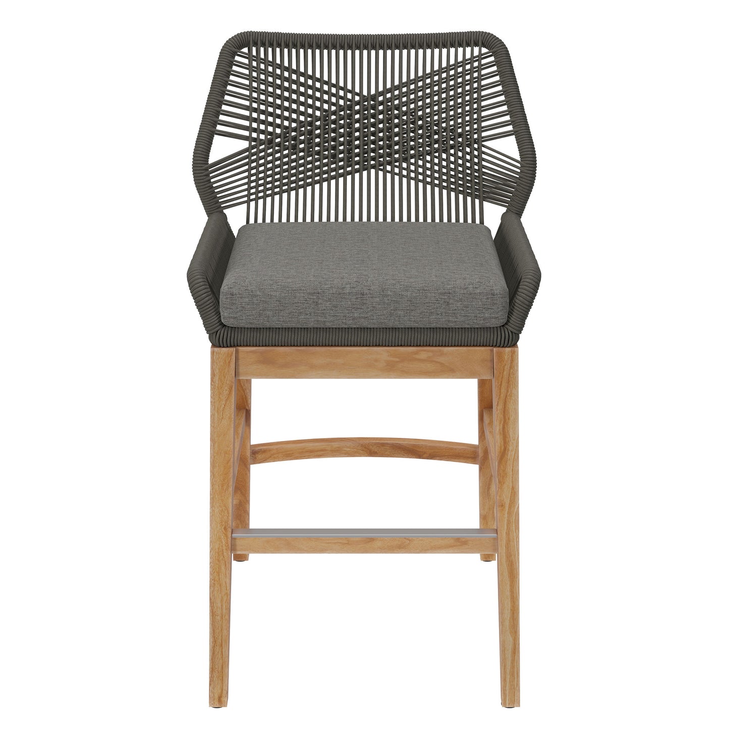 Wellspring Outdoor Patio Teak and Rope Counter Stool by Furniture For America