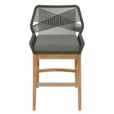 Camden Outdoor Patio Teak and Rope Counter Stool in Gray Graphite
