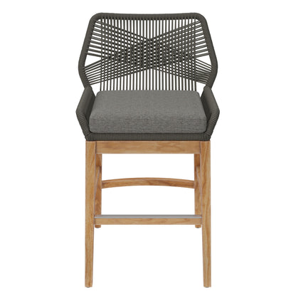 Wellspring Outdoor Patio Teak and Rope Counter Stool by Furniture For America