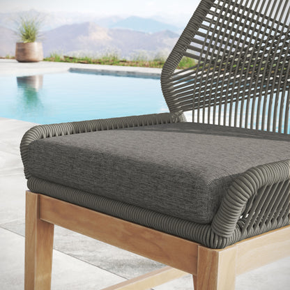 Wellspring Outdoor Patio Teak and Rope Counter Stool by Furniture For America