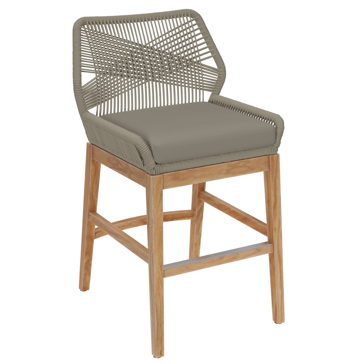 Wellspring Outdoor Patio Teak and Rope Counter Stool by Furniture For America