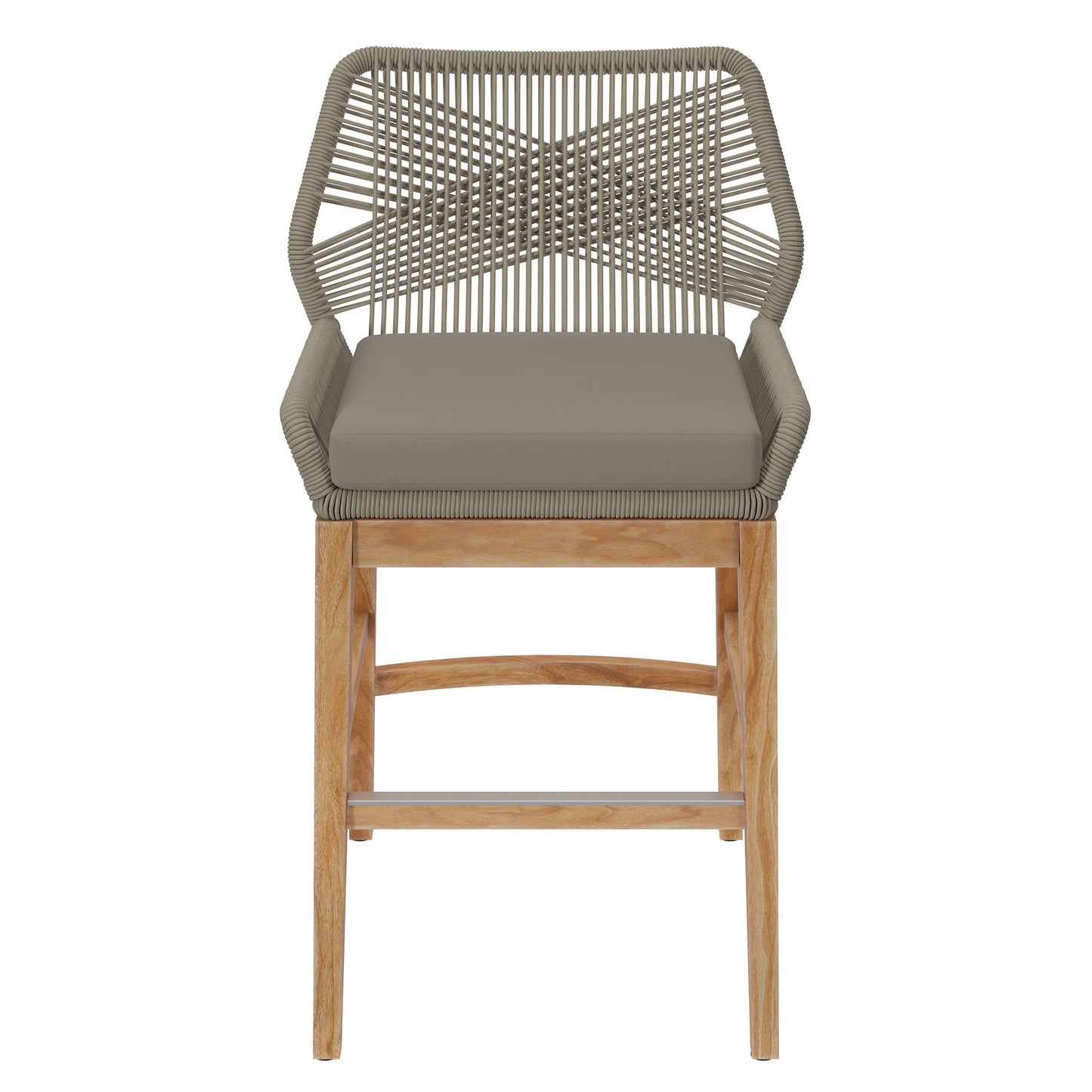 Wellspring Outdoor Patio Teak and Rope Counter Stool by Furniture For America