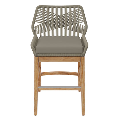 Wellspring Outdoor Patio Teak and Rope Counter Stool by Furniture For America