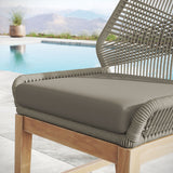 Camden Outdoor Patio Teak and Rope Counter Stool in Light Gray Greige