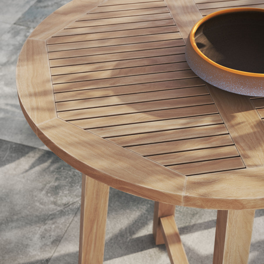 Camden 36" Outdoor Patio Teak Wood Bar Table in Natural