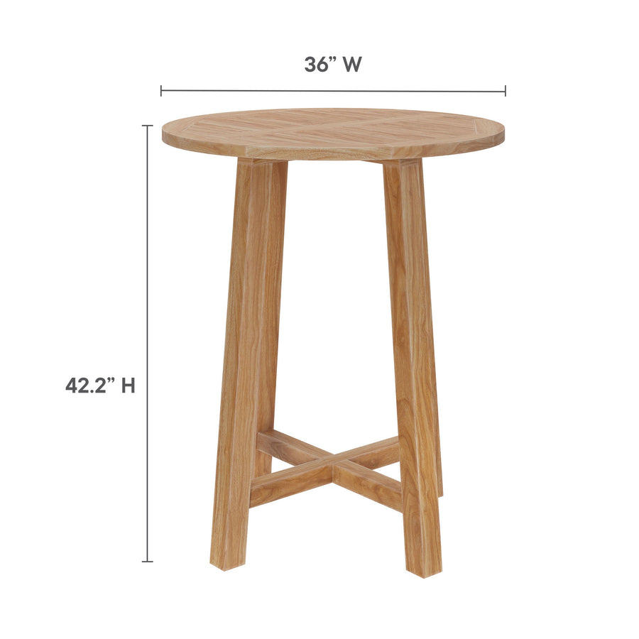 Camden 36" Outdoor Patio Teak Wood Bar Table in Natural