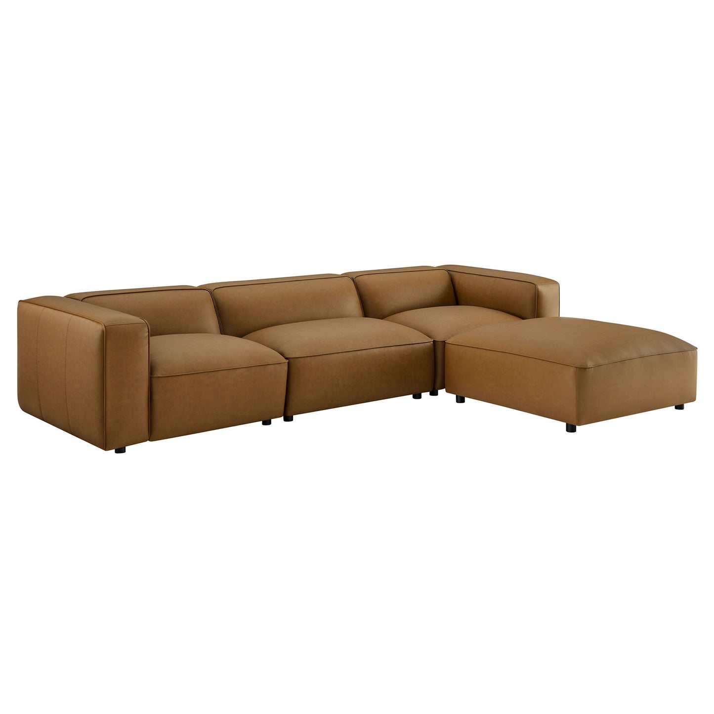 Dune 4-Piece Vegan Leather Modular Sofa Set in Camel