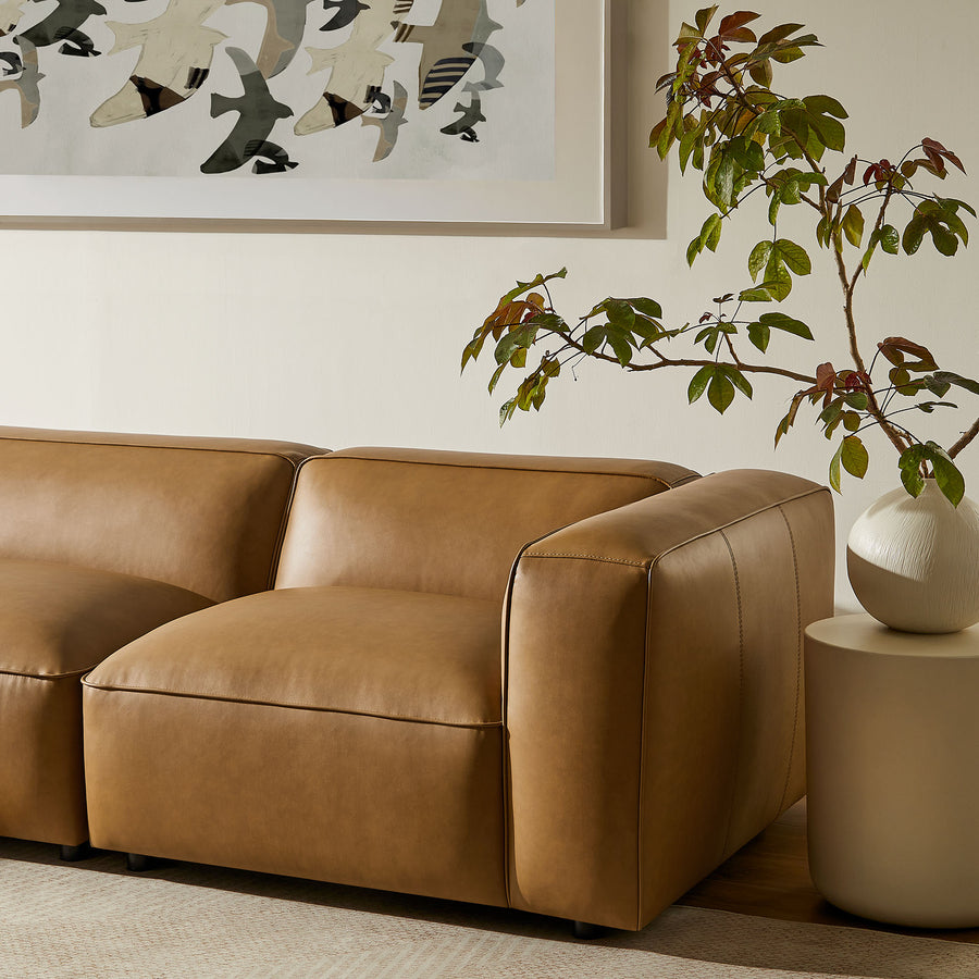 Dune 4-Piece Vegan Leather Modular Sofa Set in Camel
