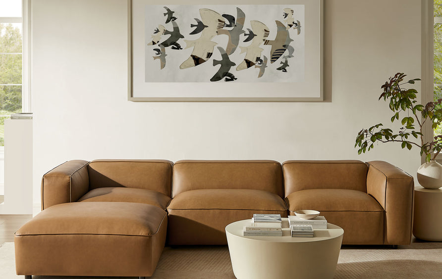 Dune 4-Piece Vegan Leather Modular Sofa Set in Camel