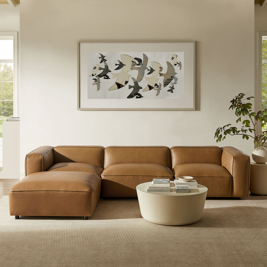 Dune 4-Piece Vegan Leather Modular Sofa Set in Camel