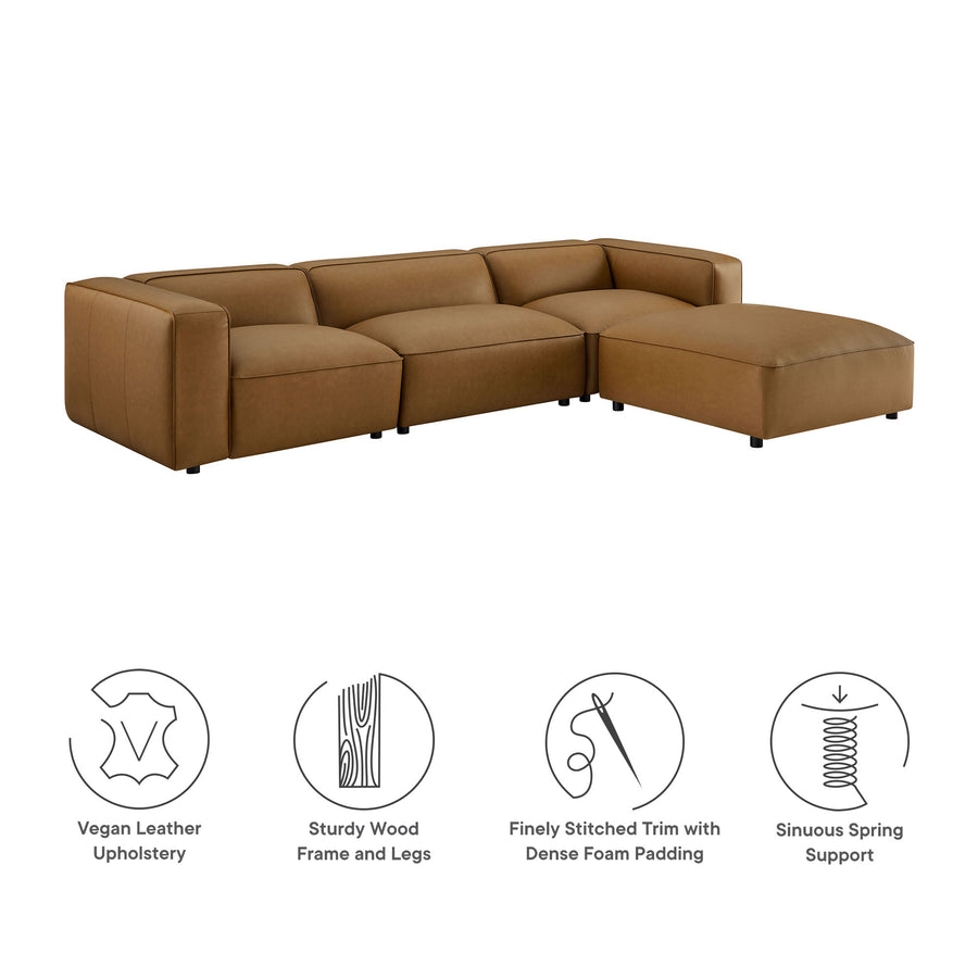 Dune 4-Piece Vegan Leather Modular Sofa Set in Camel
