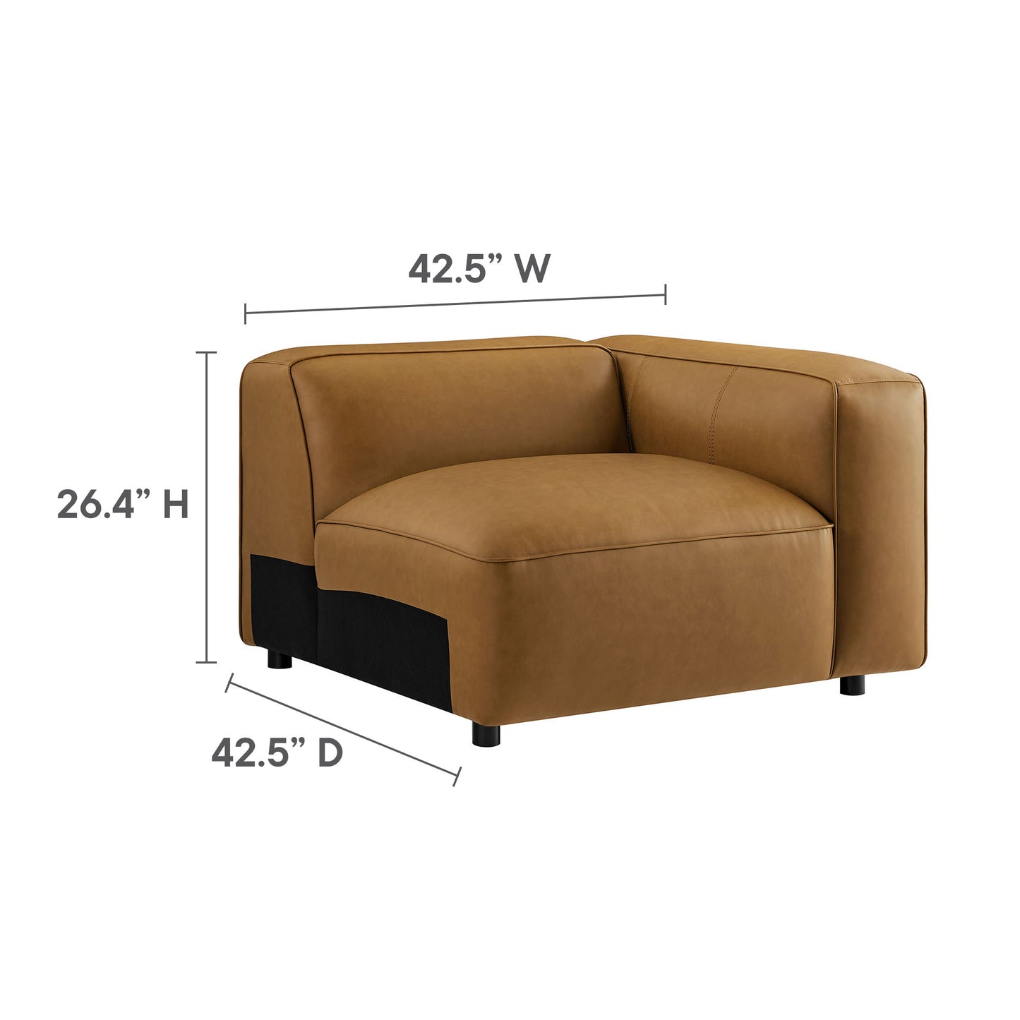 Dune 4-Piece Vegan Leather Modular Sofa Set in Camel
