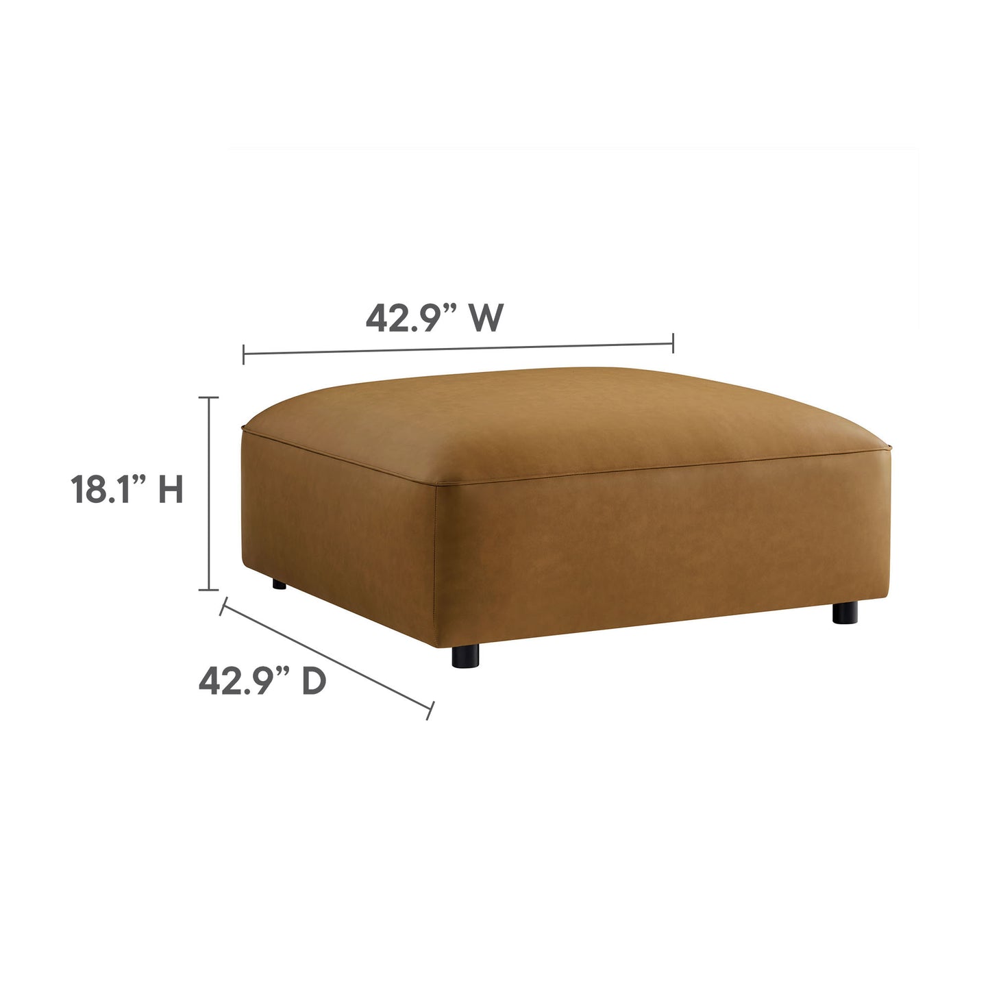Dune 4-Piece Vegan Leather Modular Sofa Set in Camel