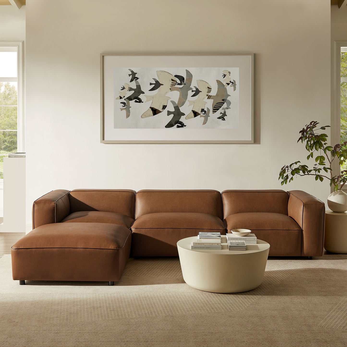 Dune 4-Piece Vegan Leather Modular Sofa Set in Coffee