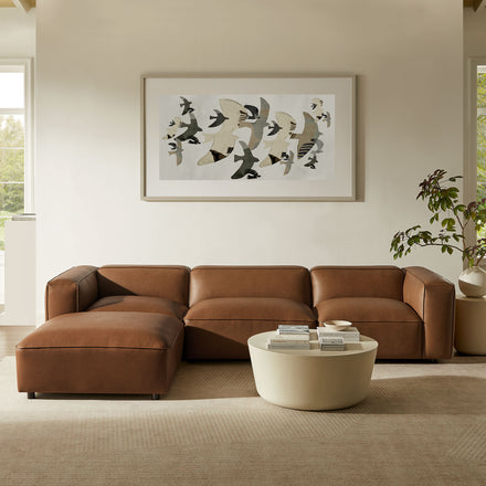 Auren 4-Piece Vegan Leather Modular Sofa Set in Coffee
