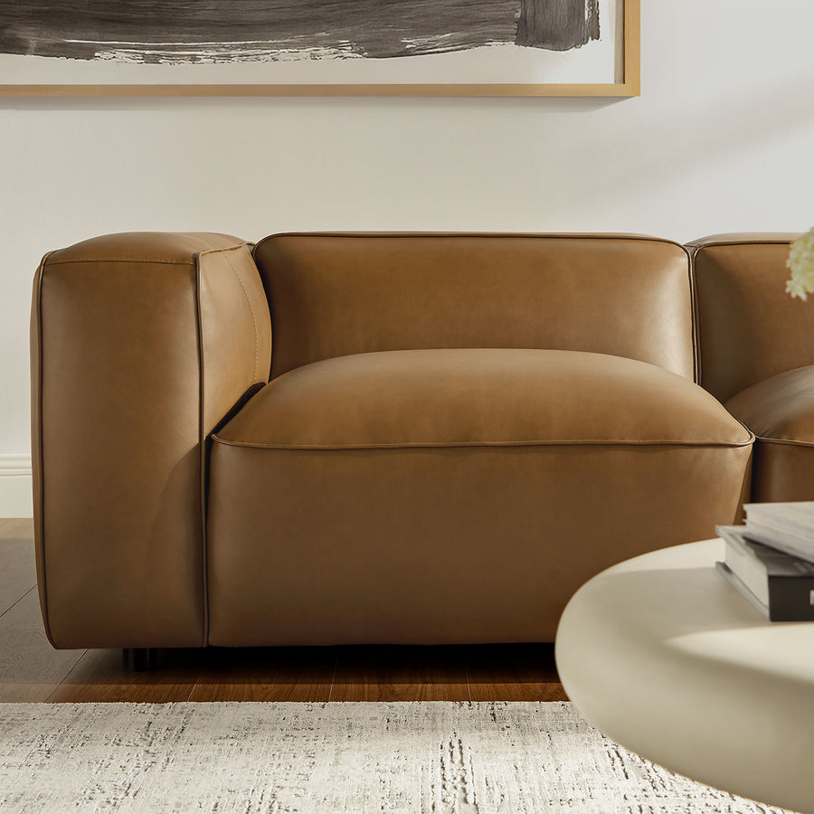Dune 5-Piece Upholstered Vegan Leather Modular L-Shaped Sofa in Camel