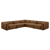 Dune 5-Piece Upholstered Vegan Leather Modular L-Shaped Sofa in Coffee