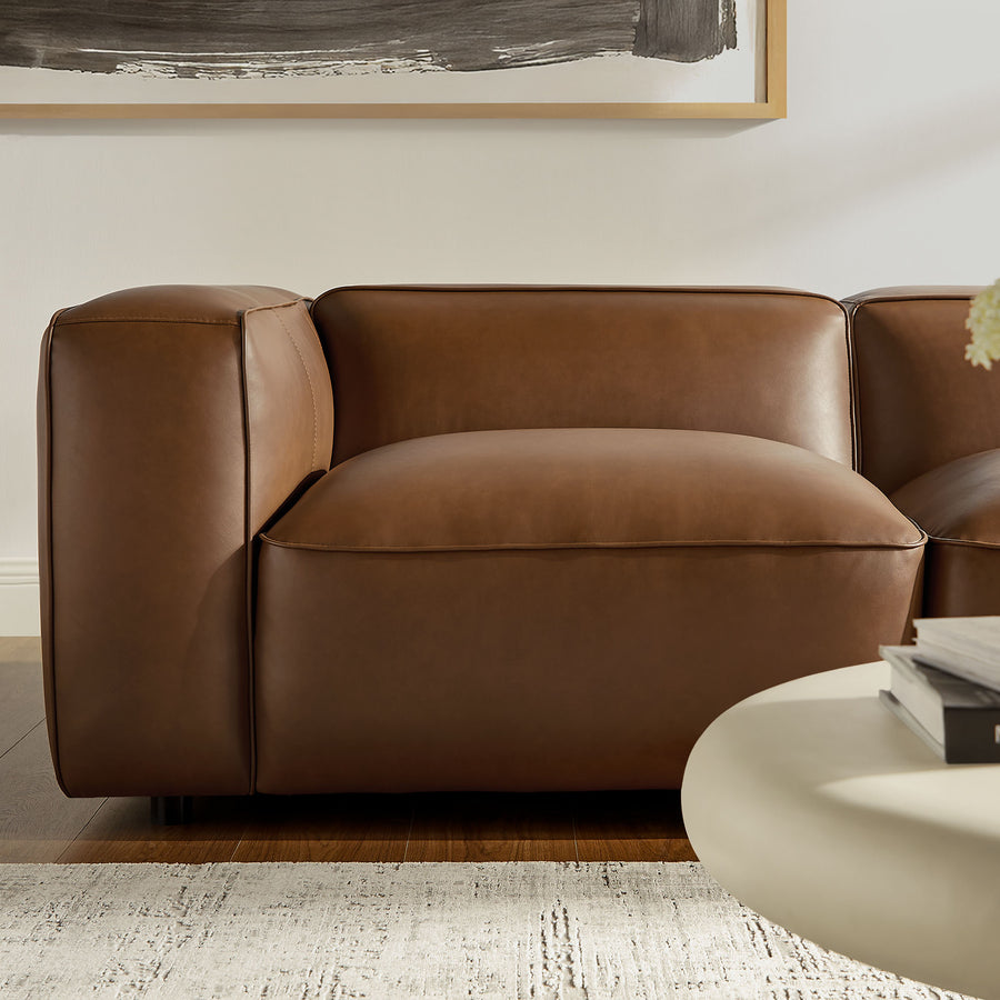 Dune 5-Piece Upholstered Vegan Leather Modular L-Shaped Sofa in Coffee