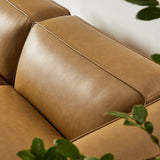 Dune 3-Piece Upholstered Vegan Leather Modular Loveseat with Ottoman in Camel