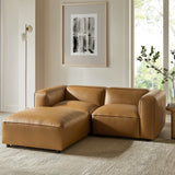 Dune 3-Piece Upholstered Vegan Leather Modular Loveseat with Ottoman in Camel