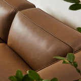 Dune 3-Piece Upholstered Vegan Leather Modular Loveseat with Ottoman in Coffee