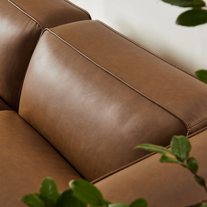 Auren 3-Piece Upholstered Vegan Leather Modular Loveseat with Ottoman by Furniture for America