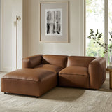 Dune 3-Piece Upholstered Vegan Leather Modular Loveseat with Ottoman in Coffee