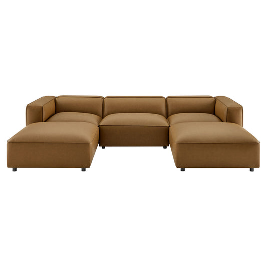 Auren 5-Piece Upholstered Vegan Leather Modular U-Shaped Sofa by Furniture for America