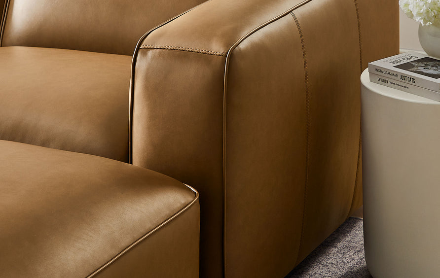 Dune 5-Piece Upholstered Vegan Leather Modular U-Shaped Sofa in Camel