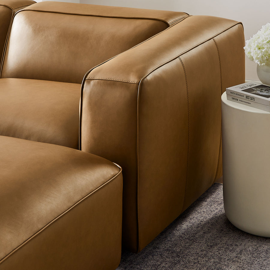 Dune 5-Piece Upholstered Vegan Leather Modular U-Shaped Sofa in Camel