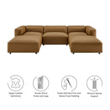 Dune 5-Piece Upholstered Vegan Leather Modular U-Shaped Sofa in Camel