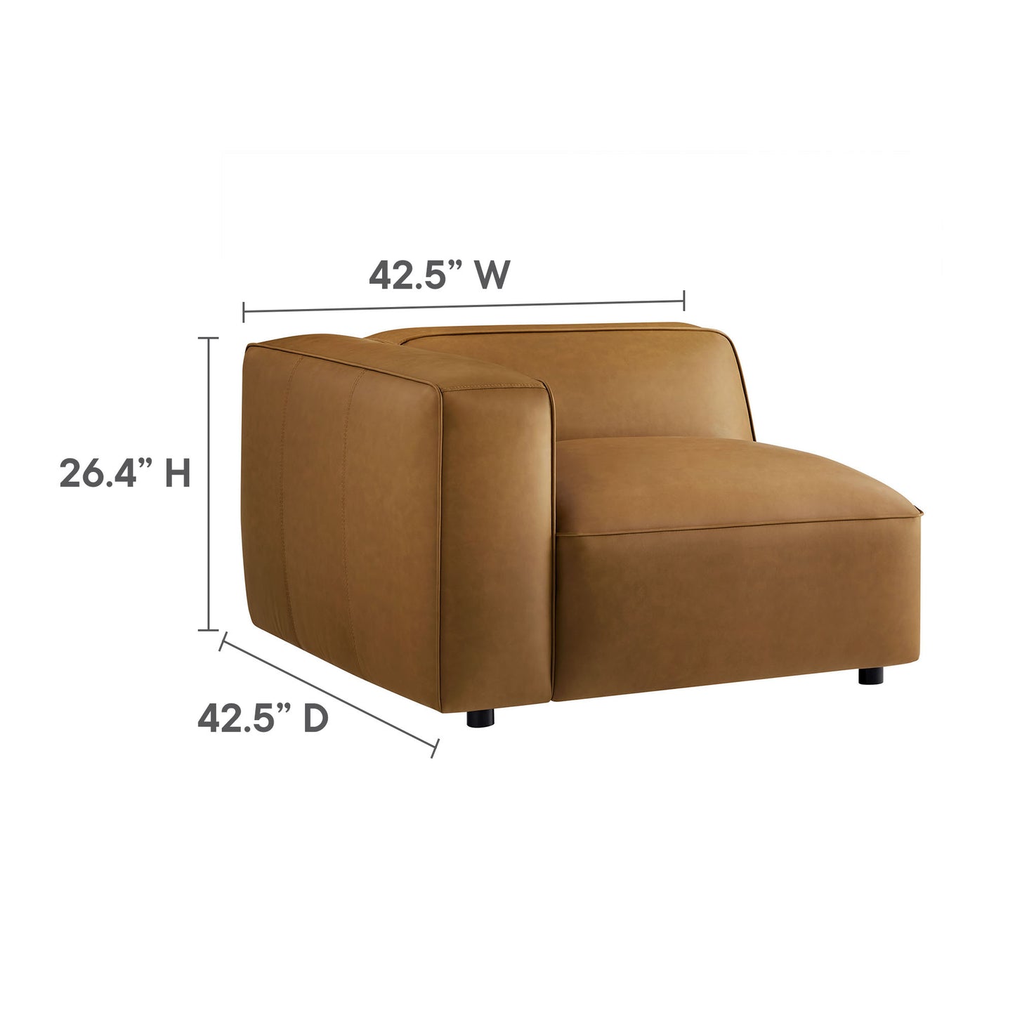 Dune 5-Piece Upholstered Vegan Leather Modular U-Shaped Sofa in Camel