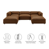 Dune 5-Piece Upholstered Vegan Leather Modular U-Shaped Sofa in Coffee
