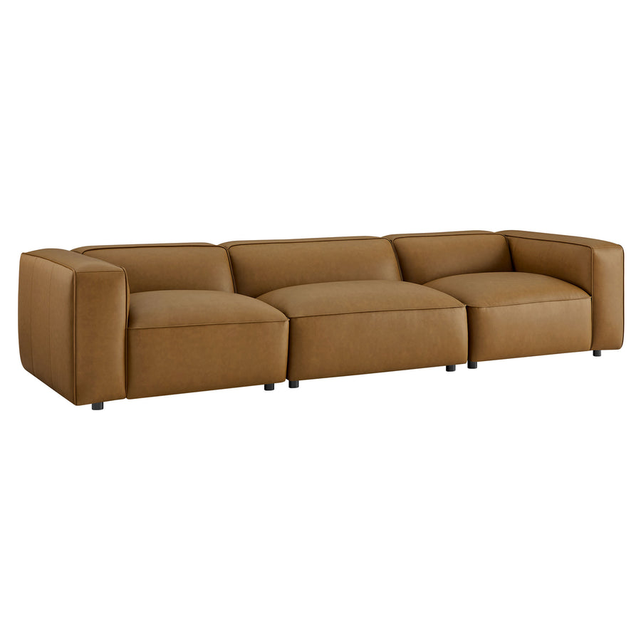 Dune 3-Piece Upholstered Vegan Leather Modular Sofa in Camel