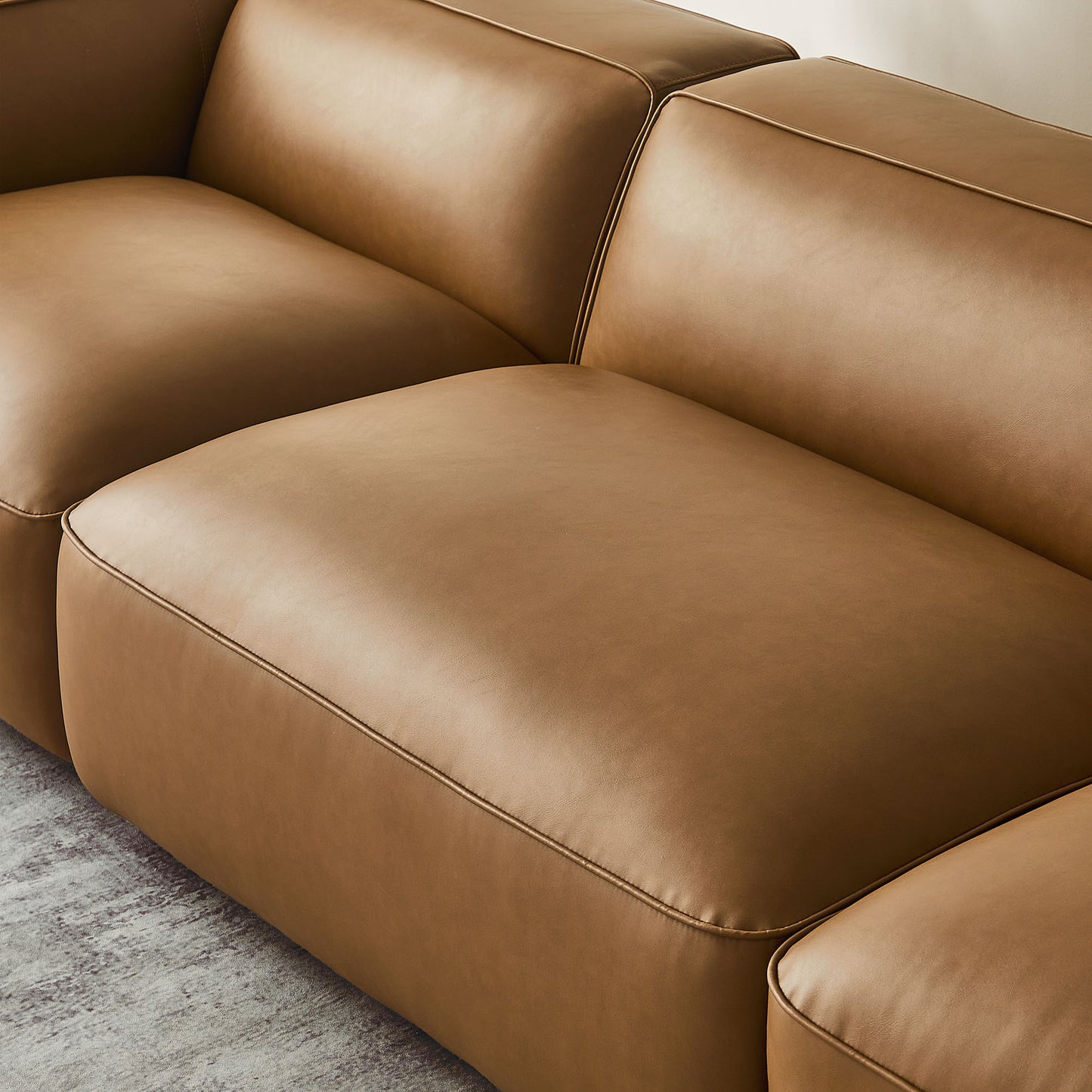 Dune 3-Piece Upholstered Vegan Leather Modular Sofa in Camel