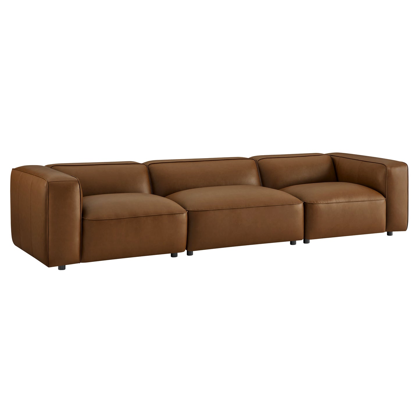 Dune 3-Piece Upholstered Vegan Leather Modular Sofa in Coffee