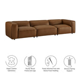 Dune 3-Piece Upholstered Vegan Leather Modular Sofa in Coffee
