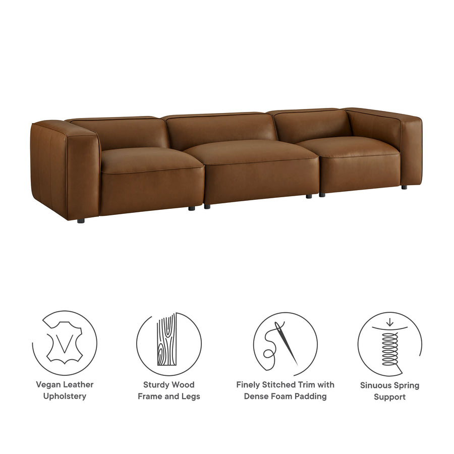 Dune 3-Piece Upholstered Vegan Leather Modular Sofa in Coffee