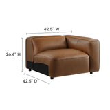 Dune 3-Piece Upholstered Vegan Leather Modular Sofa in Coffee