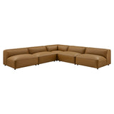 Dune 5-Piece Upholstered Armless L-Shaped Vegan Leather Modular Sofa in Camel