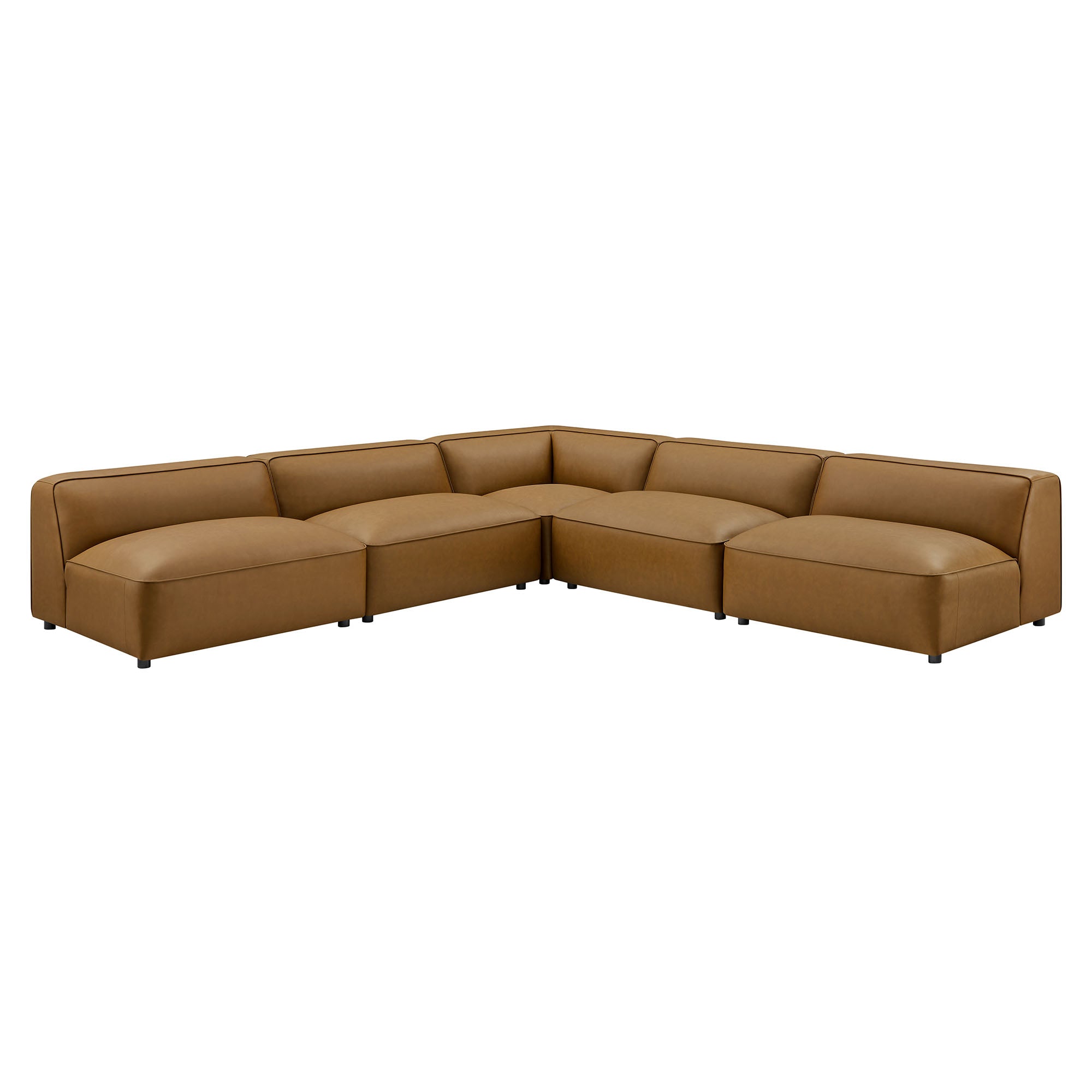 Auren 5-Piece Upholstered Armless L-Shaped Vegan Leather Modular Sofa by Furniture for America