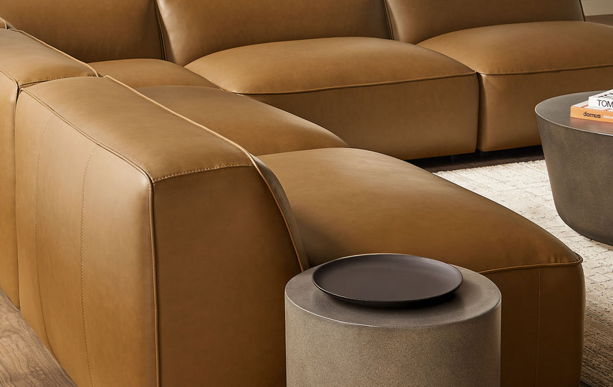 Dune 5-Piece Upholstered Armless L-Shaped Vegan Leather Modular Sofa in Camel